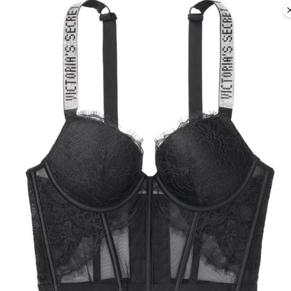 Victoria’s Secret Shine Strap Push Up Corset Top in Black size 32B NWT - Picture 3 of 7